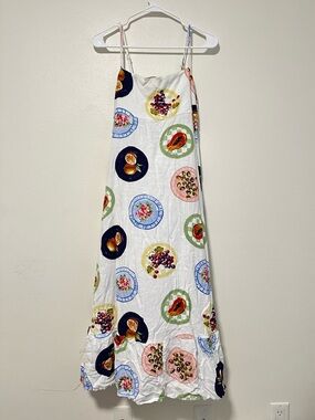 Anthropologie Label of Love White Fruit Print Spaghetti-Strap Dress